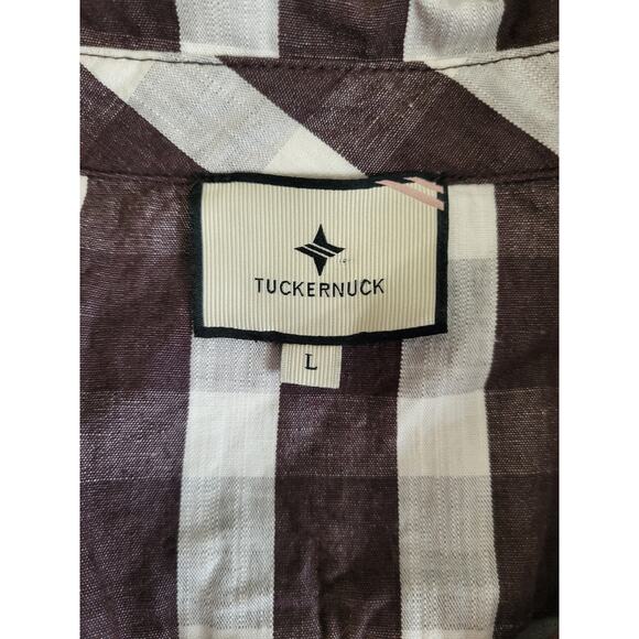 Tuckernuck Check Callahan Espresso Linen Cotton Plaid Dress Fall Farm GUC Large - Picture 4 of 8